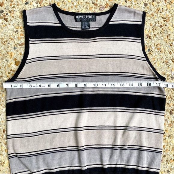 Oliver Perry Silk Blend Striped Tank M Petite - Picture 3 of 6